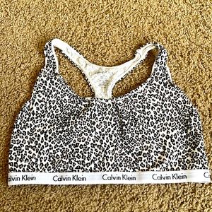 Calvin Klein sports bra, leopard print, size large